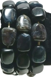 3 Bracciali Elasticizzati Elasticizzati Acrilico Girevole Bianco Nero - Foto 1 di 4