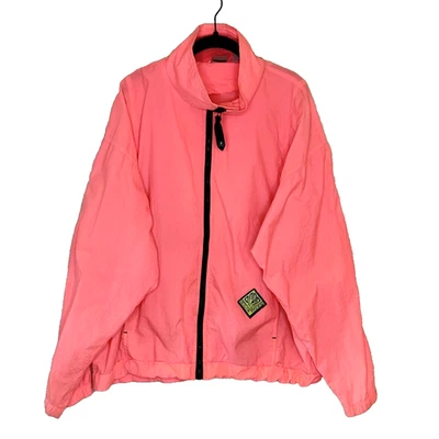 Chaqueta cortavientos vintage OP Ocean Pacific rosa neón cremallera completa nailon surf talla XL Foto 1 de 4