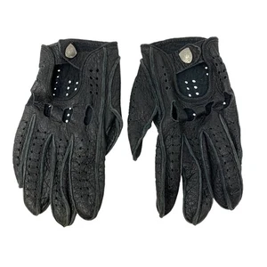 Vintage Porsche Perforated Leather Driving Gloves Apx Size Medium Black - Picture 1 of 7