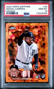 2023 Topps Chrome Sapphire Miguel Cabrera #24 ORANGE Refractor /25 PSA 10 Tigers - Picture 1 of 2
