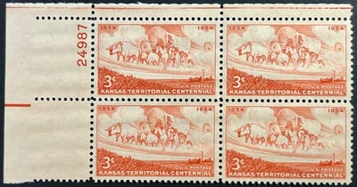 U.S. Scott #1061 P.B. of 4, Kansas 100th Territorial Anniversary Issue, VF, MNH - Image 1 of 2