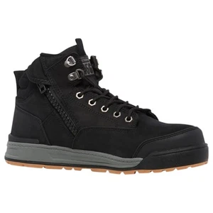 Mens Hard Yakka 3056 Lace Boots Zip Steel Top Cap Industrial Black Boot - Picture 1 of 8