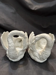 Antique Staffordshire Figurines Pair of SWANS 2Vases/Planter Pressed Body Marks - Picture 1 of 24