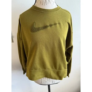 Nike Sweatshirt grün Rundhals bestickt Swoosh Relaxed Fit Gr. L - Bild 1 von 6