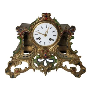 Antique H. Azur Paris Brass Desk Clock 9"x11" Art Nouveau - Picture 1 of 7