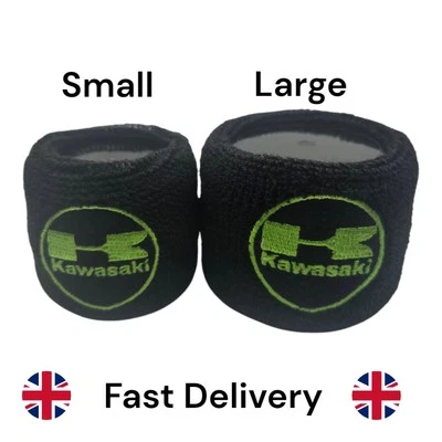 Kawasaki Large & Small Brake Reservoir Sock Covers In Black With Green Logo - Image 1 of 2