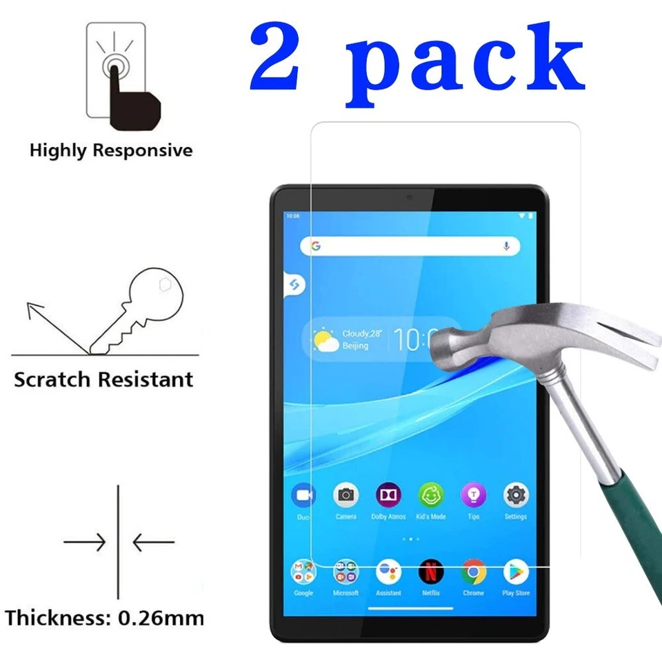 2 Pack Tempered Glass Screen Protector - For Lenovo Tab M8 4th Gen TB-300FU - Image 1 of 4