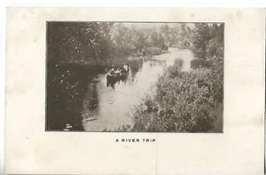VTG Postcard -  A River Trip - Unknown Location - Picture 1 of 2