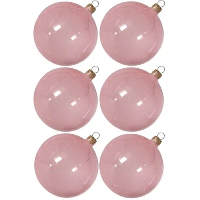 Weihnachtskugeln Set, 6 Kugeln Ø 8cm rosa transparent, Thüringer Glas Weihnachts - Bild 1 von 2