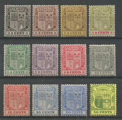 Escudo de armas Mauricio 1904, 1921-1926 SG 174, 276-221 grupo como nuevo a 50c MHR/VG Foto 1 de 2