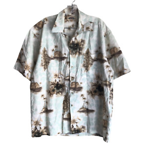 Vintage Campia Moda Men's Hawaiian Shirt Size L Floral 100% Cotton Short Sleeve