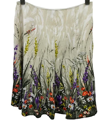 Chicos Floral Midi Skirt Womens Size L Chicos 2 Spring Garden Silk Blend - Image 1 of 4
