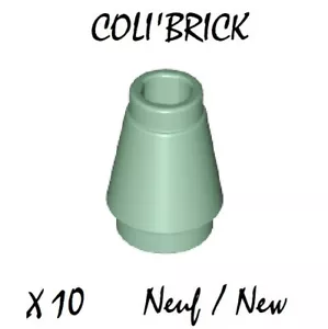 Lego 4589 b - 10x Stein / Kegel 1x1 Top Groove - Grün / Sand Green - NEU NEW - Bild 1 von 1