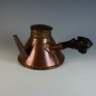 French Antique Copper Chocolate Pot with Carved Wood Handle