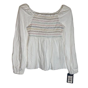 Art Class Shirt Girls Large Cream Multicolor Smocked Top Long Sleeve Boho L - Picture 1 of 8