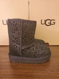Ugg Toddler Girls' Classic Glitter Leopard Print Boots Size 7 black - Picture 1 of 6
