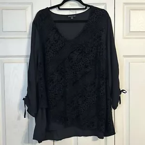 Camicia ZAC & RACHEL DONNA taglia 2X tecnica mista velluto burnout nera ufficio - Foto 1 di 8