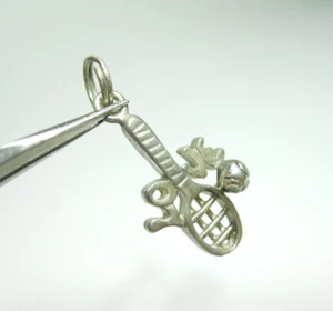 VINTAGE LOVE TENNISSCHLÄGER & BALLSCHLÄGER STERLINGSILBER 925 ANHÄNGER CHARM - Bild 1 von 10