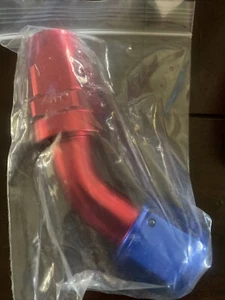 -12AN 45 DEGREE SWIVEL OIL/FUEL LINE HOSE END FITTING. 12an. BLUE & RED. US SHIP - Bild 1 von 1