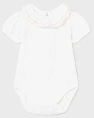 Body Mayoral Bebé Niña Blanco Y Rosa Volantes 12 Meses Nuevo con Etiquetas Foto 1 de 2