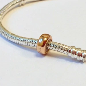 One ROSE gold plated stopper - Solid 925 sterling silver charm bead - MOONDROPS™ - Picture 1 of 5