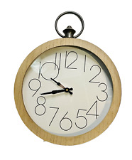 Modern Market Large 14-inch Round Wooden Wall Clock, Non-Ticking Battery