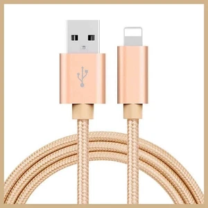 Braided USB Charger Phone Cable Cord iPhone 14 13 12 11 Pro Max XR iPad- Gold 1M - Picture 1 of 6
