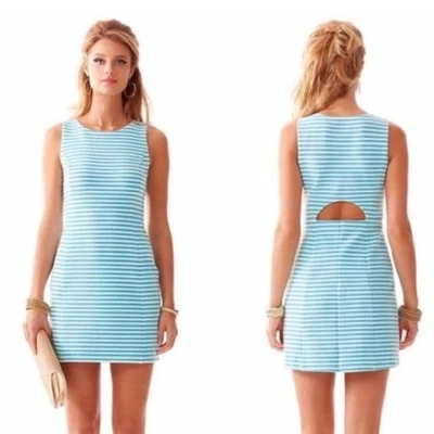 Mini Vestido Lilly Pulitzer Whiting Azul A Rayas Corte Grande Playa Foto 1 de 4