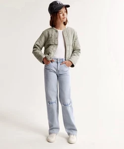 abercrombie and fitch kids high rise wide leg jeans 9/10 Regular Distressed - Picture 1 of 12