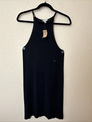 Nuevo con etiquetas Vestido sin mangas halter American Eagle para mujer Negro Acanalado Elástico Jersey Talla M Foto 1 de 4