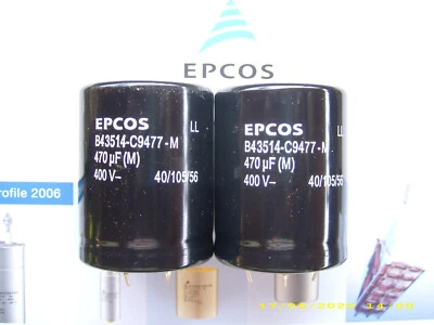 2 x ELKO  470µF 470uF / 400V  EPCOS , Long Life , 40x50mm, 4-pol.  105° , NEU ! - Bild 1 von 4