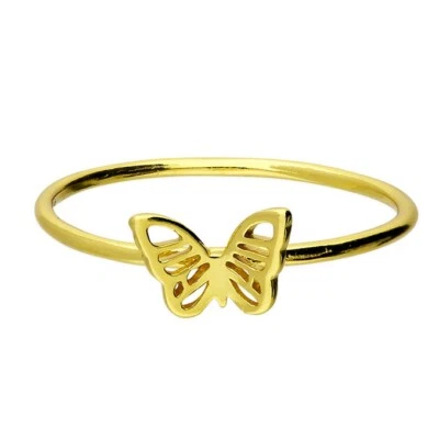 Anillo Mariposa Chapado en Oro Amarillo 14ct Sello Hecho en Gran Bretaña Talla K - Q Foto 1 de 3