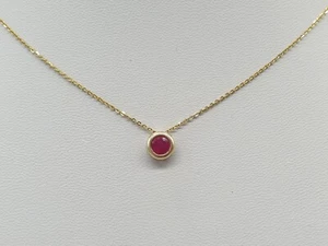 9ct Yellow Gold Madagascan Ruby Sliding Pendant Necklace 9K Diamond Cut Chain - Picture 1 of 10