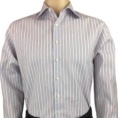 Camisa de vestir Thomas rosa para hombre multicolor a rayas puño francés 16/41 cm Foto 1 de 4