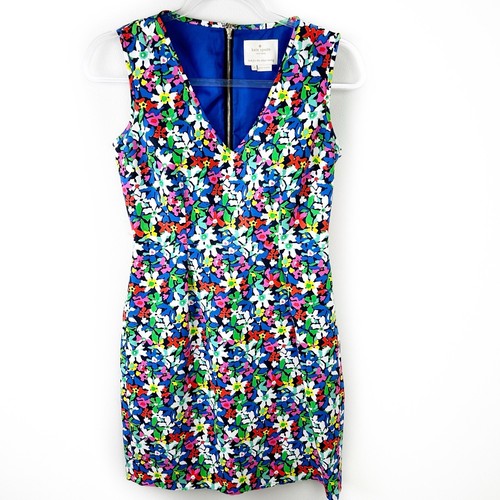 Abito in guaina floreale Kate Spade Mira in piena fioritura multicolore blu brillante seta 2