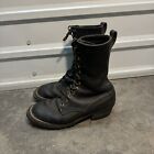 Vintage Nick’s Handmade Logger Boots Mens 10.5 Lace Up Black Leather