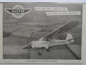 11/1946 PUB AUSTER STEEL AEROPLANE AUTOCRAT STOL AIRCRAFT AVION ORIGINAL AD - Imagen 1 de 1