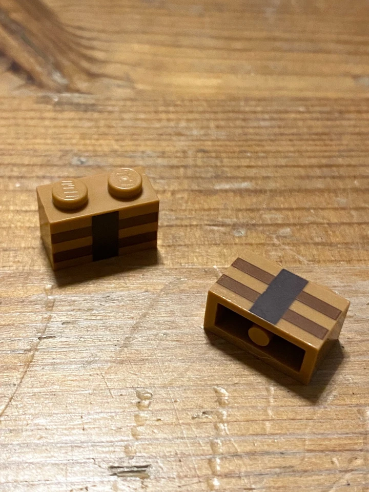 Piezas y piezas LEGO 3004 - 6097024 - 1x2 ladrillos impresos turrón mediano x 2 Foto 1 de 1