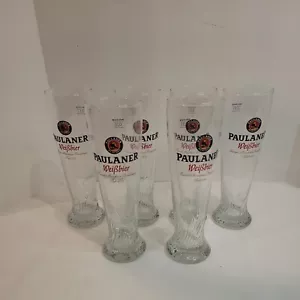6 Paulaner Weißbier Weissbier Swirl Pattern Beer Glass 0.5L 10" München Brewery - Picture 1 of 3