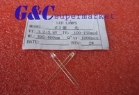 100pcs F3 3mm Round  Ultra Violet LED UV Light 390-395nm Purple Lamp GOOD QUALIT