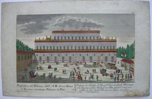 Florenz Firenze Palazzo Pitti altkolor. Kupferstich Merz nach F. B. Werner 1735 - Picture 1 of 3