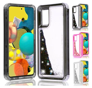 For Samsung Galaxy A51 5G - Waterfall Glitter Liquid Transparent Cover Case - Picture 1 of 13