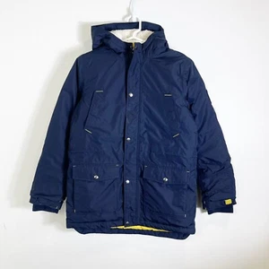 Lands End Kids Expedition Waterproof Winter Down Parka Coat Navy Boy Large 14/16 - Picture 1 of 3
