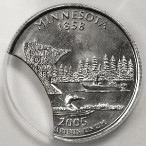 2005 D ANACS MS64 Large Clip Minnesota State Quarter Mint Error Extremely Rare - Picture 1 of 4