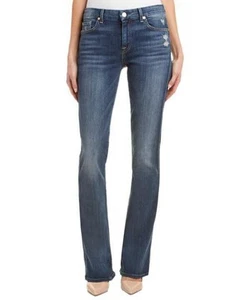 NWT 7 For All Mankind 27 A Pocket Bootcut Flare Leg Jeans Crete Island Distress - Picture 1 of 8