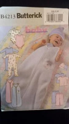 Butterick 4213 Infant's Bunting, Top, Rompers, Pants & Hat Pattern Size NB-S-M - Image 1 of 2