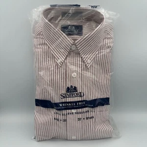 Stafford Short Mens 14.5-32 Long Sleeve Button Up Dress Shirt Wrinkle Free NWT - Picture 1 of 7