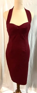Hello Molly Vintage Style Maroon Cupped Halter Neck Slip Dress - Size 10 - Picture 1 of 3