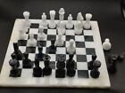 30 cm X 30 cm Marble Onyx Chess Board Set Black & White Natural Stone Handmade