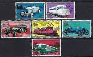 Madagascar/Malagasy 1988 6v. CTO NH Vintage Autos Trains Transportation - Picture 1 of 3